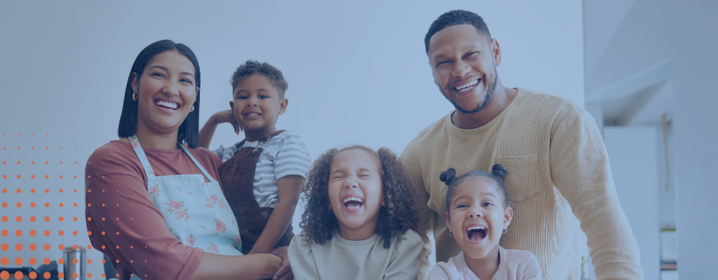 Happy family with young kids